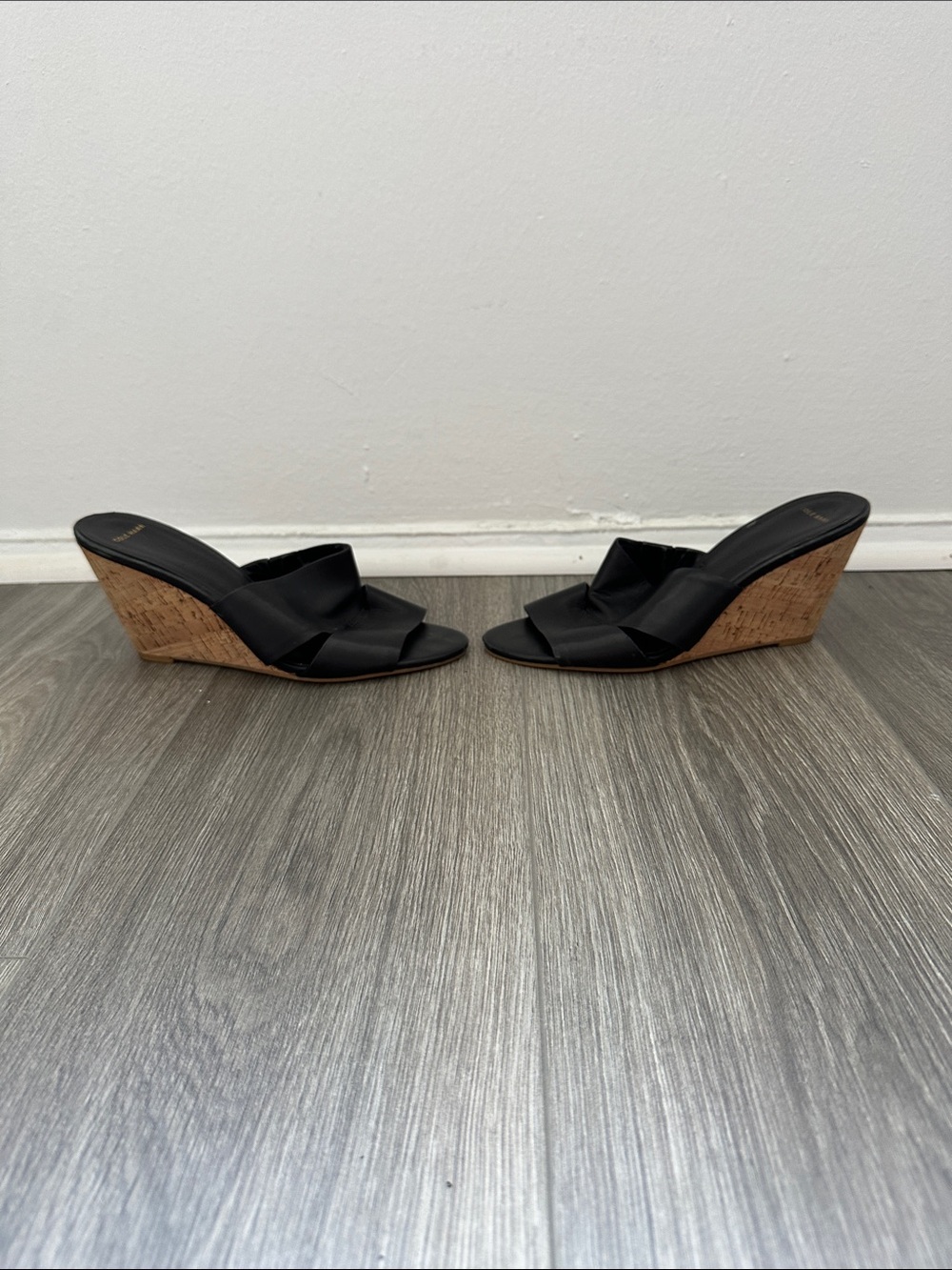 Cole Haan Black Cork Wedge Slide
